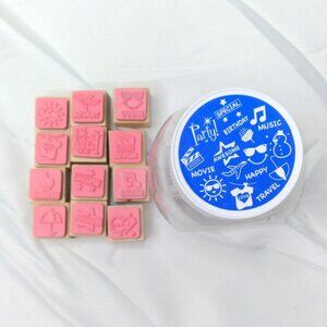 Craftsmart Stamp set, 12-Piece Wooden Block Travel Rubber Stamp Set